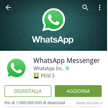 lancia l'aggiornamento di Whatsapp premendo su Aggiorna