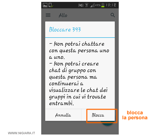 premi di nuovo su Blocca