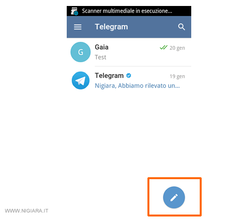 come scrivere un messaggio sull'app di Telegram via smartphone